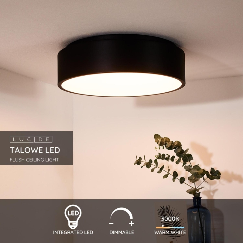 Lucide TALOWE LED - Zapustené stropné svietidlo - Ø 45,5 cm - LED Rozm. - 1x30W 3000K - Čierna
